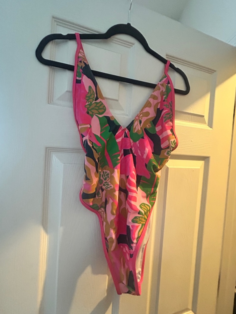 SHEIN Pink Floral Tropical One-Piece Swimsuit